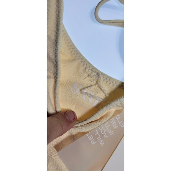 SAME Los Angeles Swim Bikini Set 2Pc Triangke Top High Weist Bottom Beige SZ XS - Picture 2 of 7